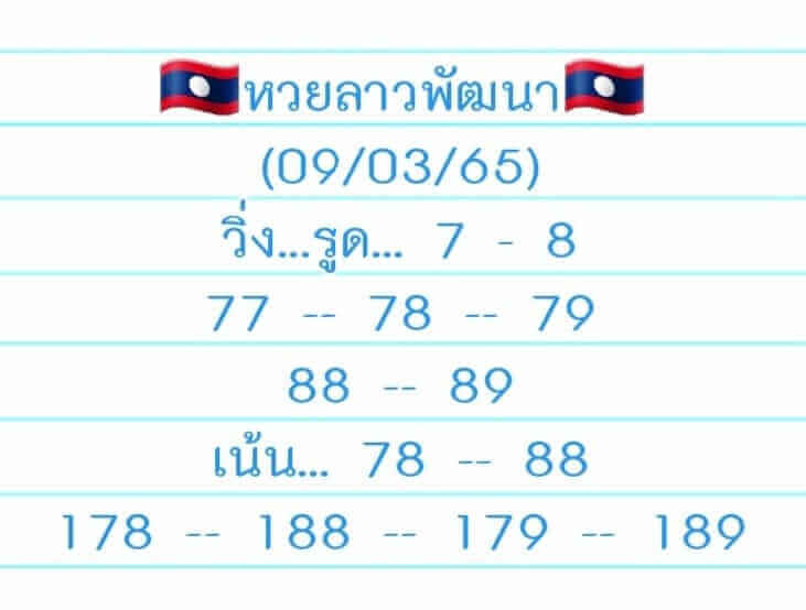 แนวทางหวยลาว 9/3/65 ชุดที่ 15