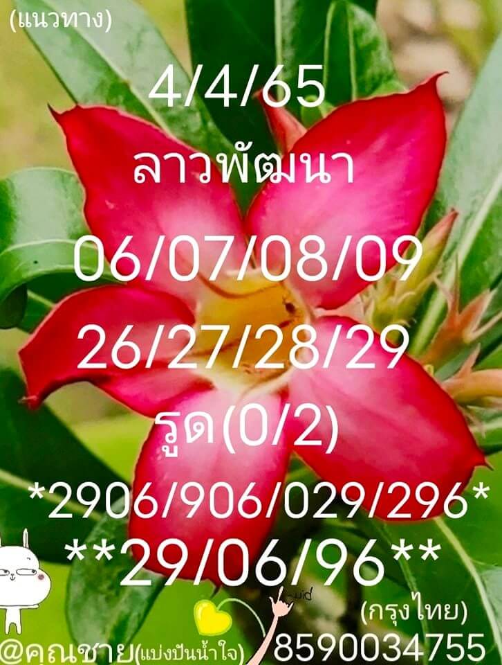 แนวทางหวยลาว 4/4/65 ชุดที่ 17