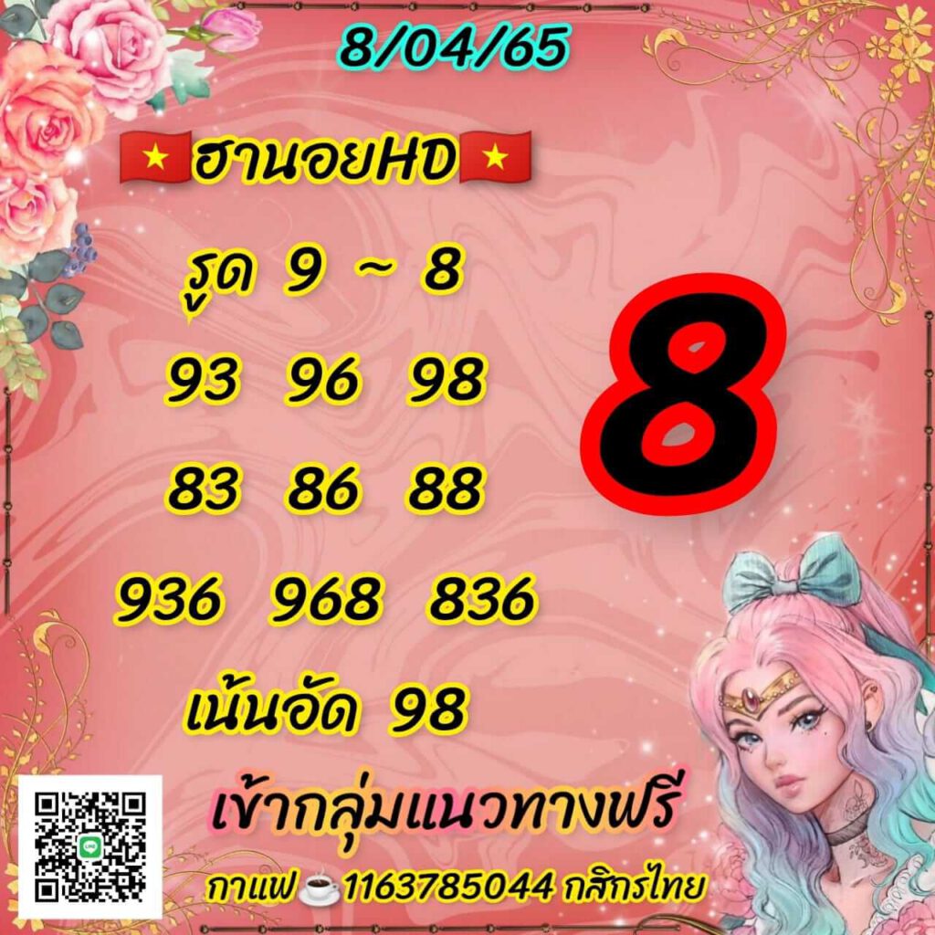 แนวทางหวยฮานอย 8/4/65 ชุดที่ 19