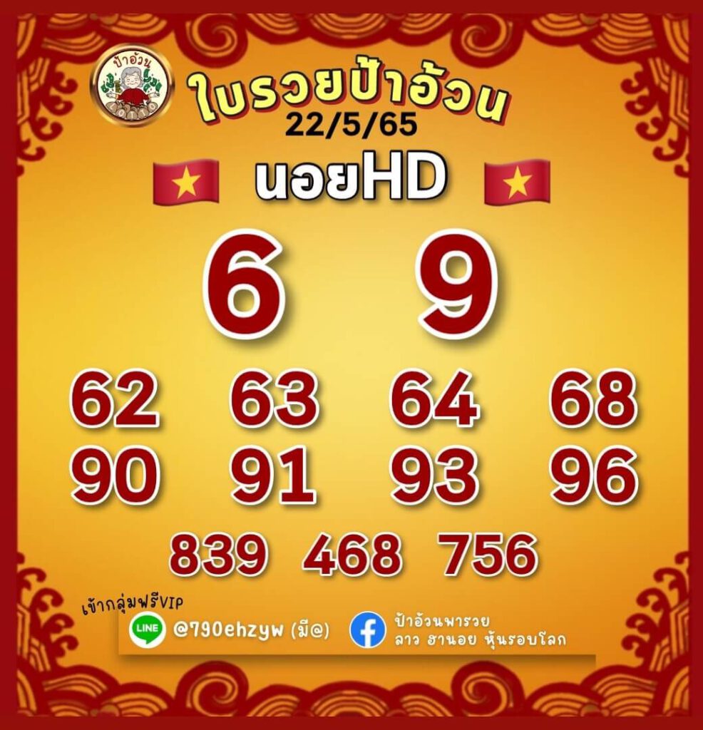 แนวทางหวยฮานอย 22/5/65 ชุดที่ 1