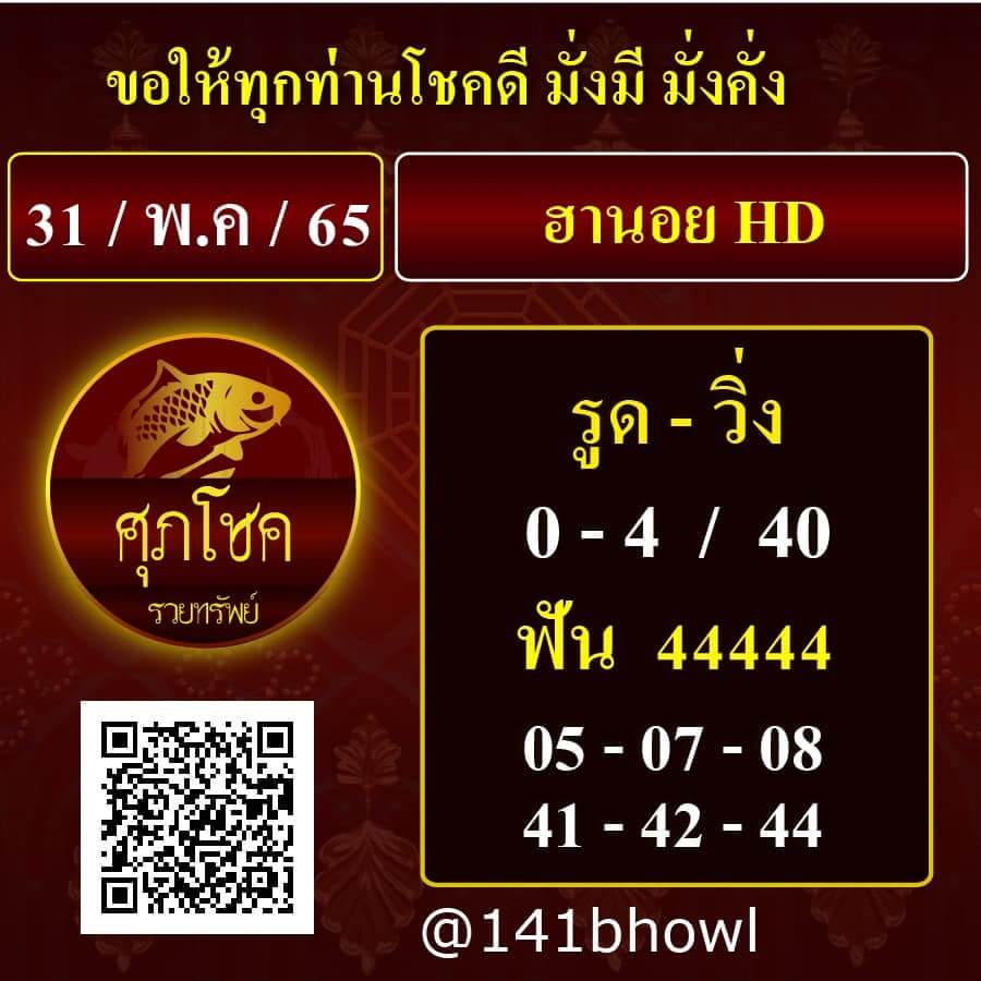 แนวทางหวยฮานอย 31/5/65 ชุดที่ 1