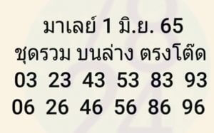 แนวทางหวยมาเลย์ 1/6/65 ชุดที่ 6