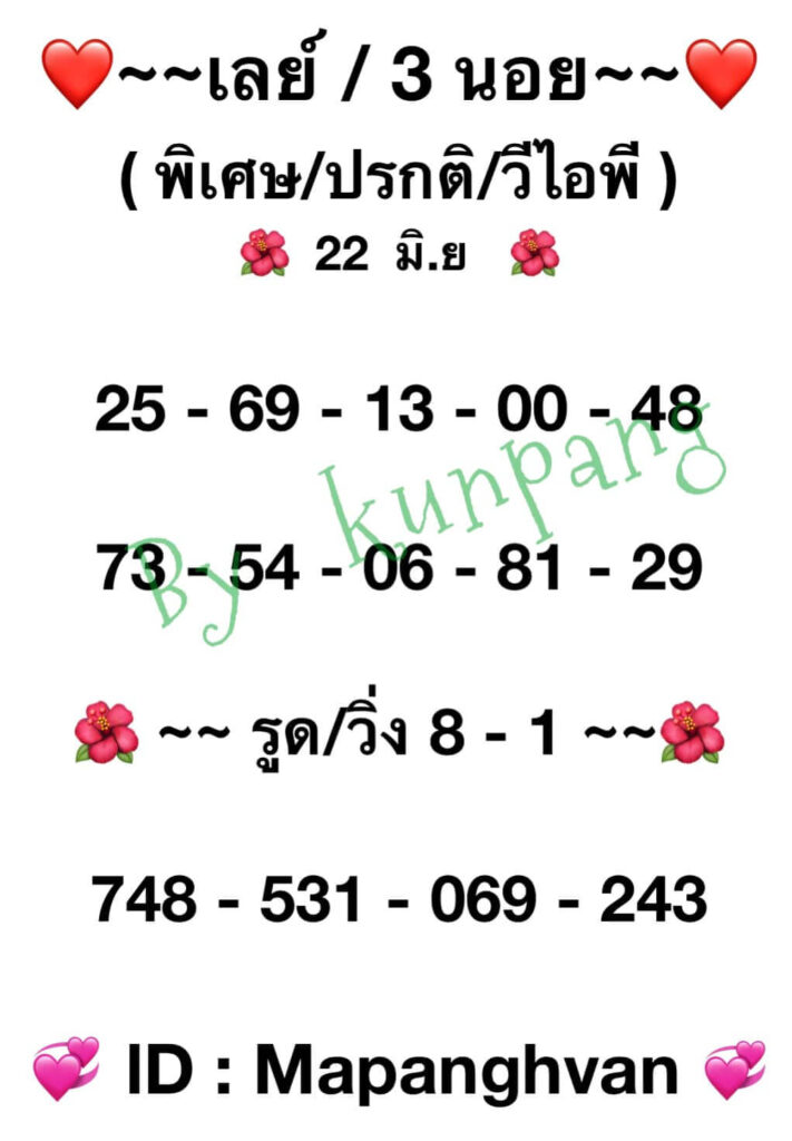 แนวทางหวยมาเลย์ 22/6/65 ชุดที่ 4