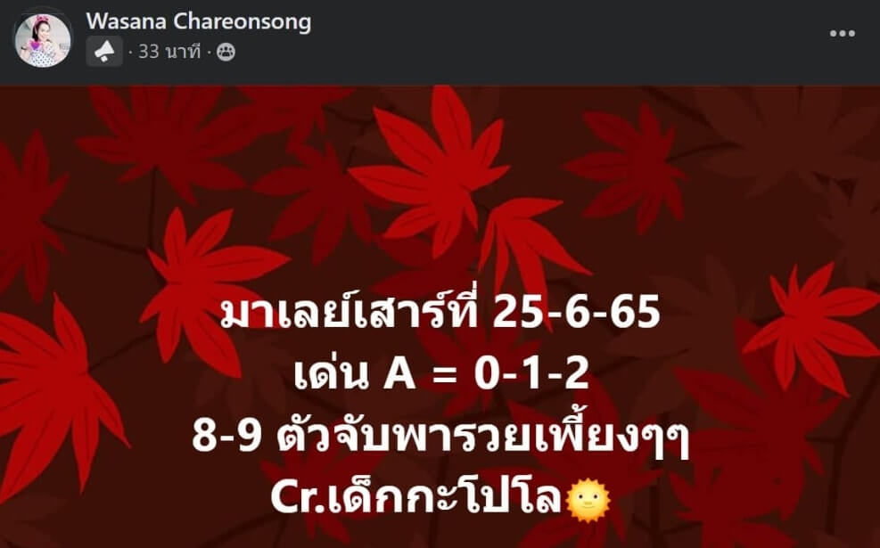 แนวทางหวยมาเลย์ 25/6/65 ชุดที่ 9