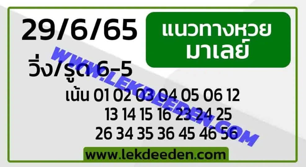 แนวทางหวยมาเลย์ 29/6/65 ชุดที่ 10