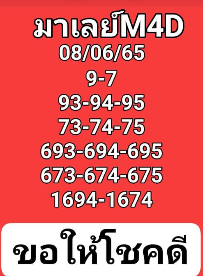 แนวทางหวยมาเลย์ 8/6/65 ชุดที่ 2