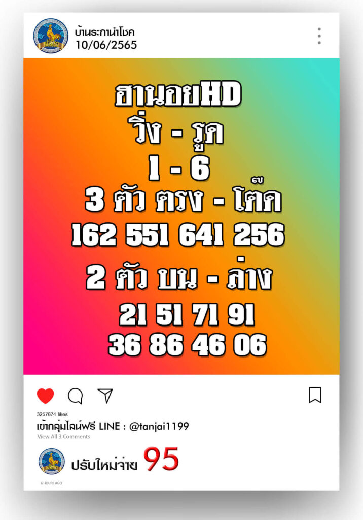 แนวทางหวยฮานอย 10/6/65 ชุดที่ 2