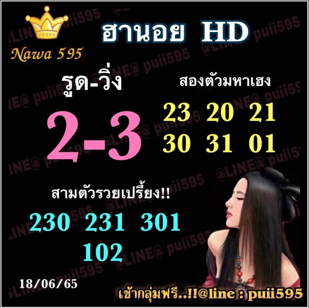 แนวทางหวยฮานอย 18/6/65 ชุดที่ 15