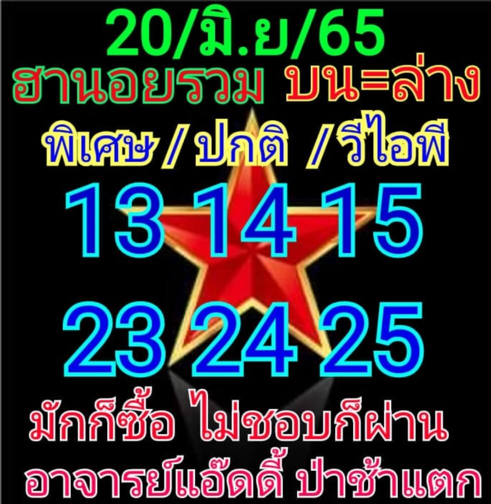 แนวทางหวยฮานอย 20/6/65 ชุดที่ 2
