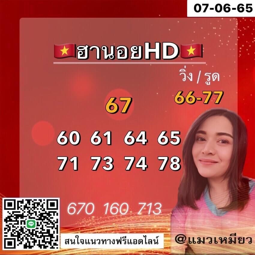 แนวทางหวยฮานอย 7/6/65 ชุดที่ 18