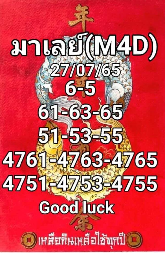 แนวทางหวยมาเลย์ 27/7/65 ชุดที่ 5