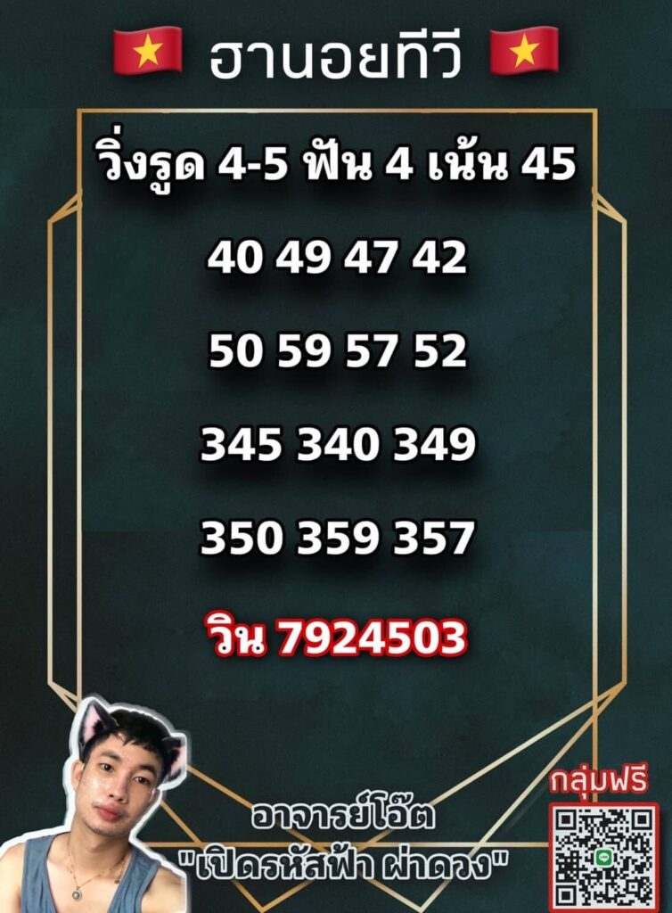 แนวทางหวยฮานอย 15/7/65 ชุดที่ 14