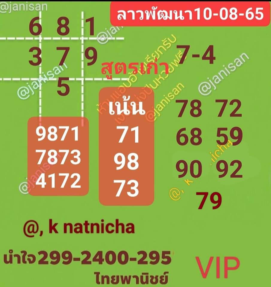 แนวทางหวยลาว 10/8/65 ชุดที่ 3