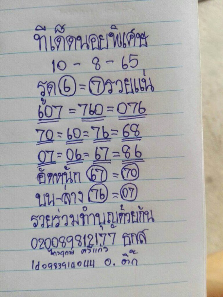 แนวทางหวยฮานอย 10/8/65 ชุดที่ 2