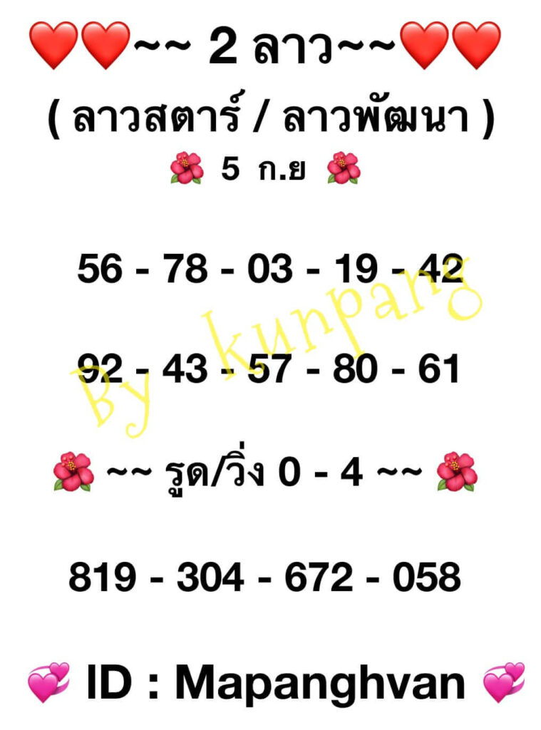 แนวทางหวยลาว 5/9/65 ชุดที่ 1