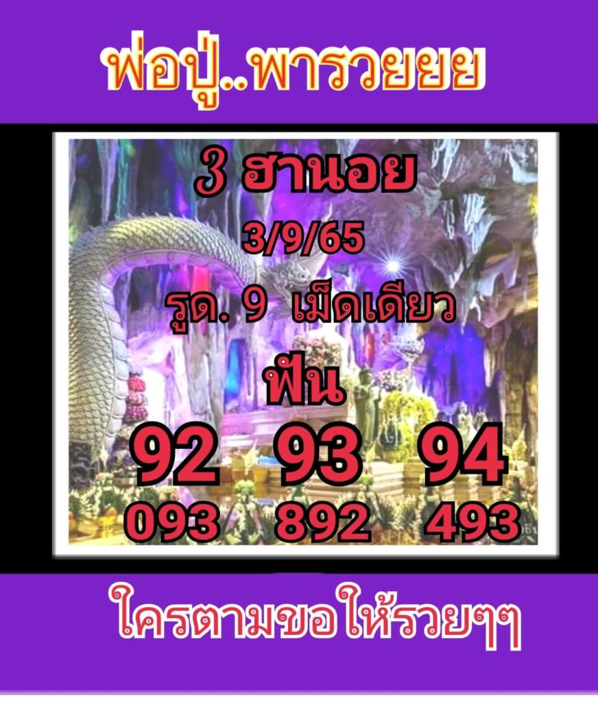 แนวทางหวยฮานอย 3/9/65 ชุดที่ 17
