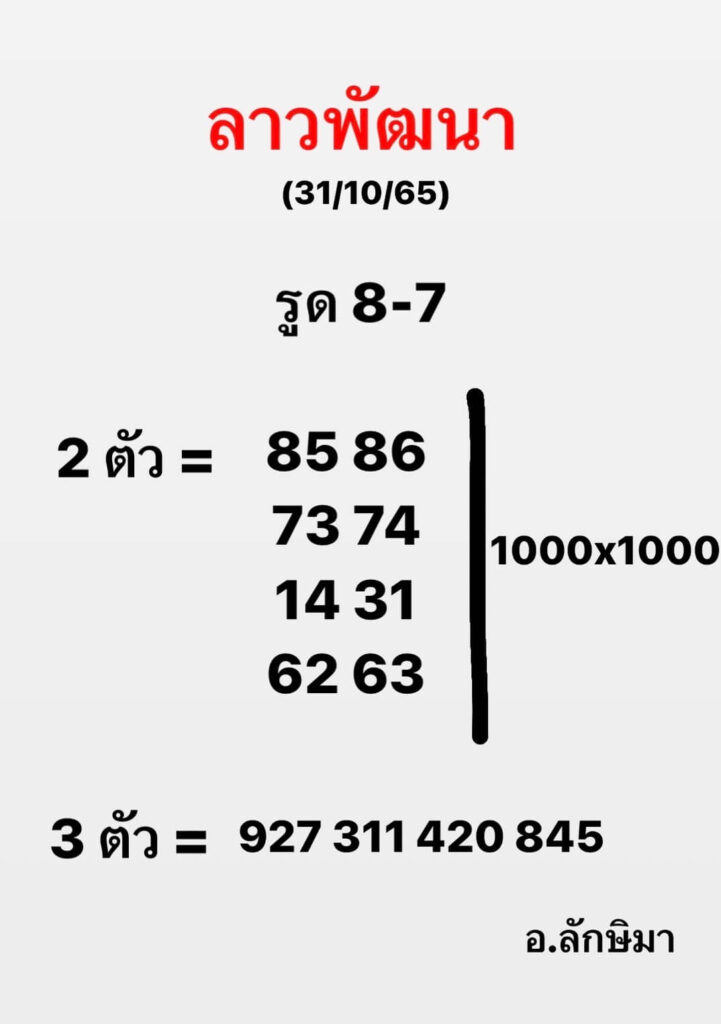 แนวทางหวยลาว 31/10/65 ชุดที่ 1