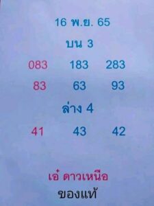 หวยเอ๋ดาวเหนือ 16/11/65