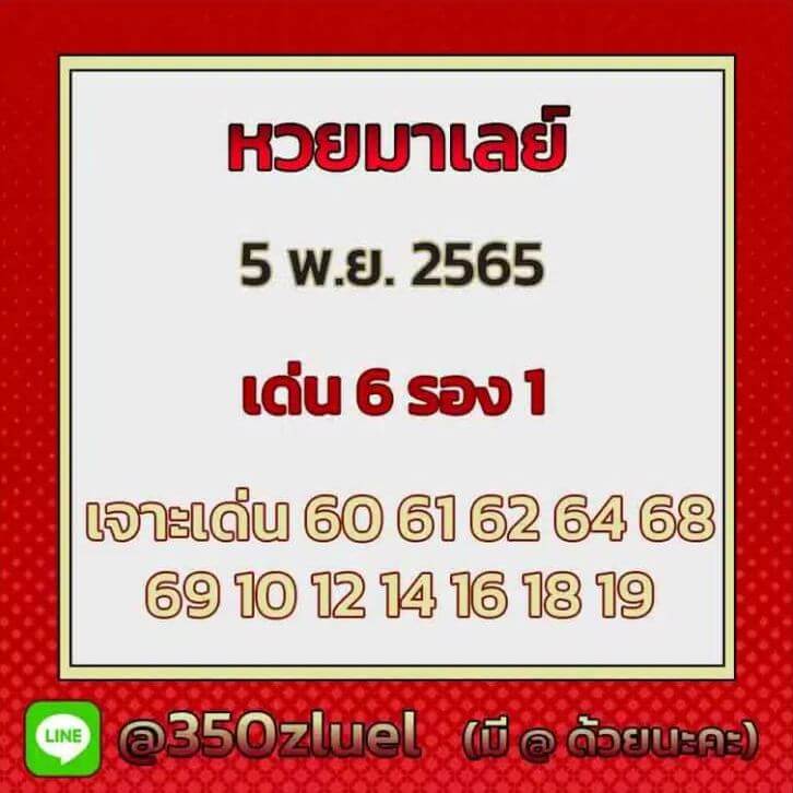 แนวทางหวยมาเลย์ 5/11/65 ชุดที่ 15