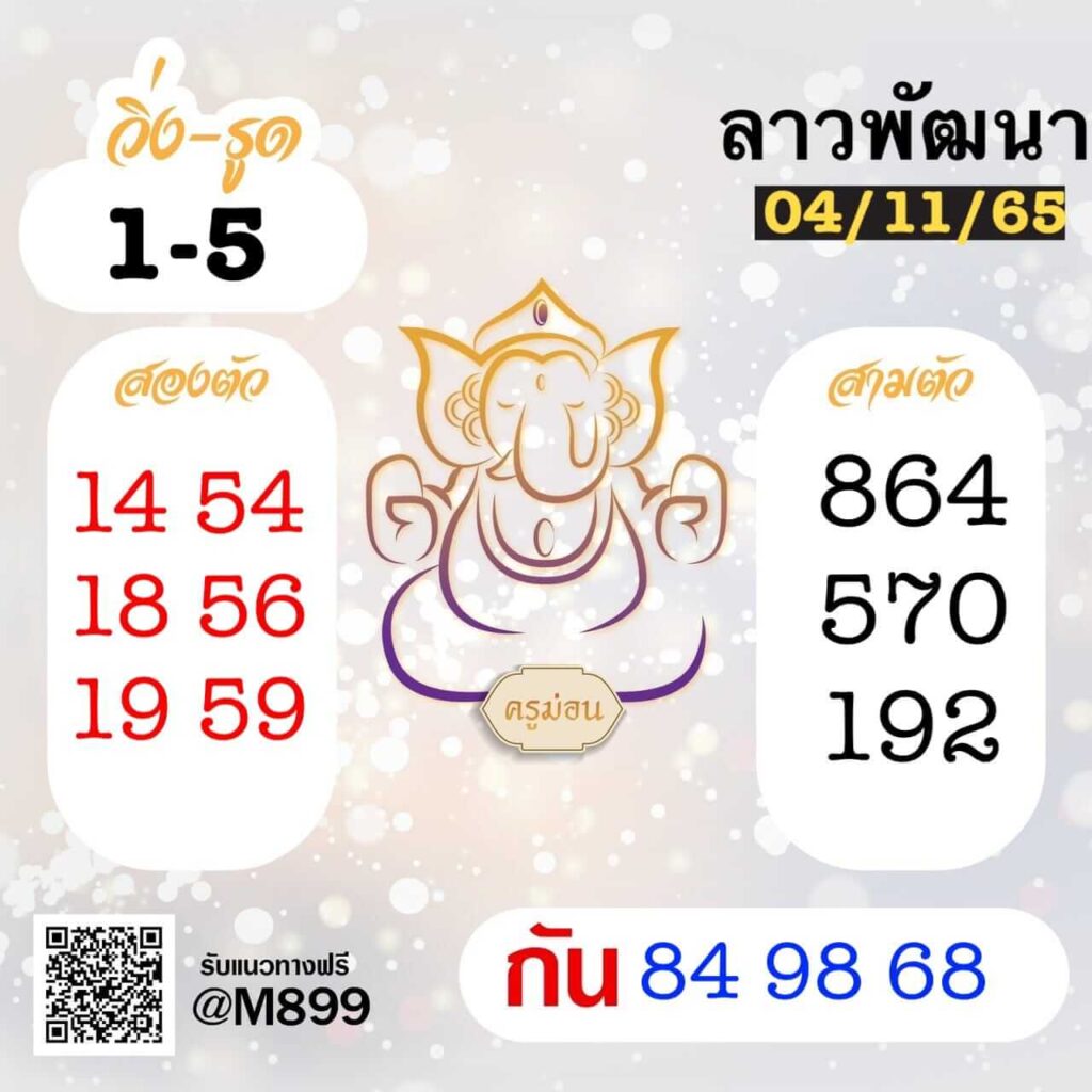 แนวทางหวยลาว 4/11/65 ชุดที่ 4