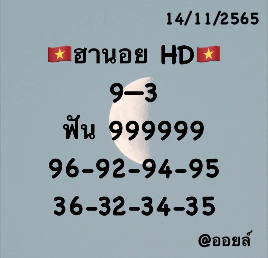 แนวทางหวยฮานอย 14/11/65 ชุดที่ 3