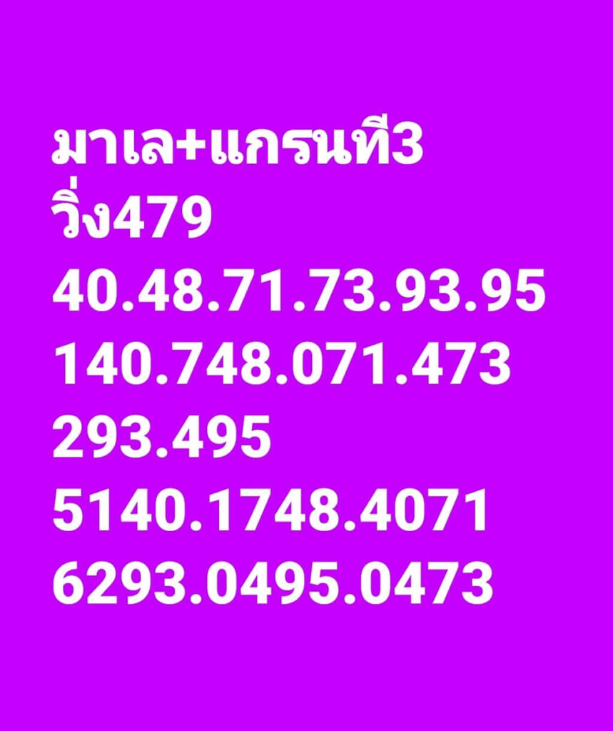 แนวทางหวยมาเลย์ 3/12/65 ชุดที่ 4