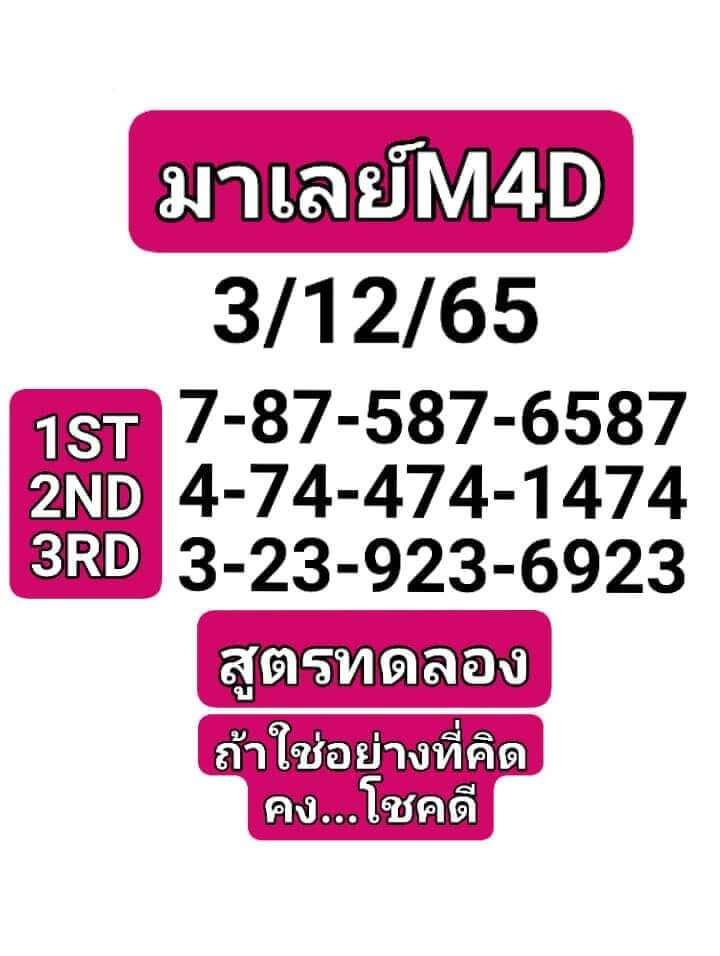 แนวทางหวยมาเลย์ 3/12/65 ชุดที่ 5