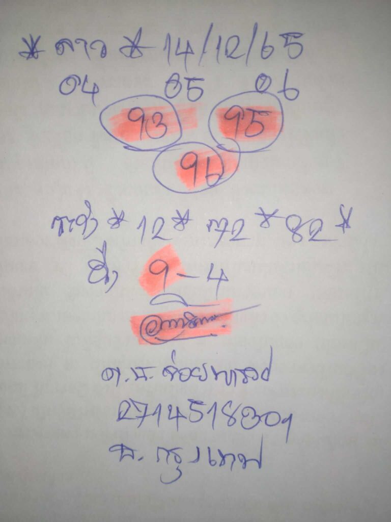 แนวทางหวยลาว 14/12/65 ชุดที่ 10