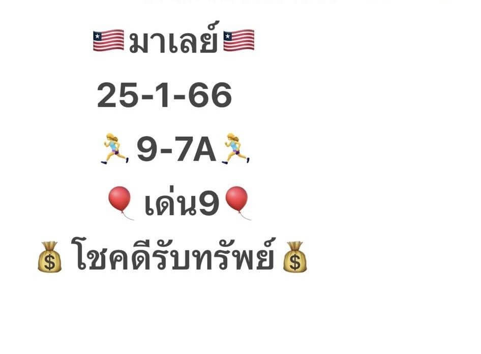 แนวทางหวยมาเลย์ 25/1/66 ชุดที่ 12
