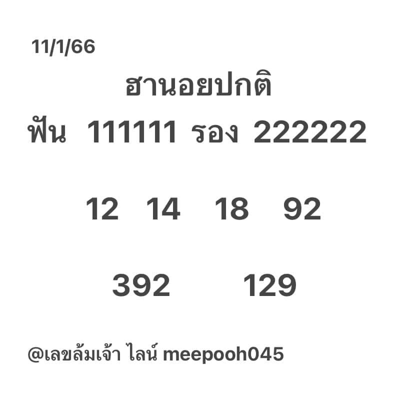 แนวทางหวยฮานอย 11/1/66 ชุดที่ 3