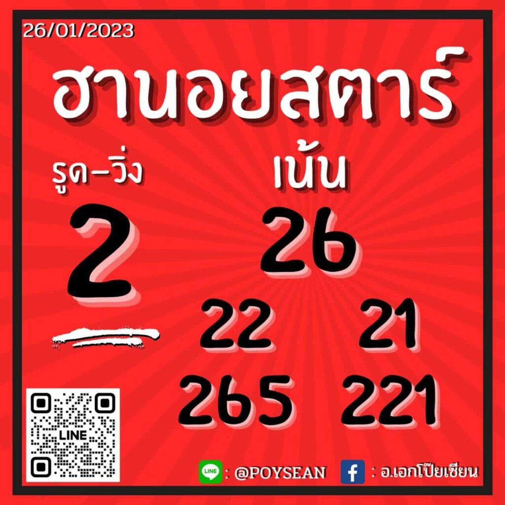 แนวทางหวยฮานอย 26/1/66 ชุดที่ 5