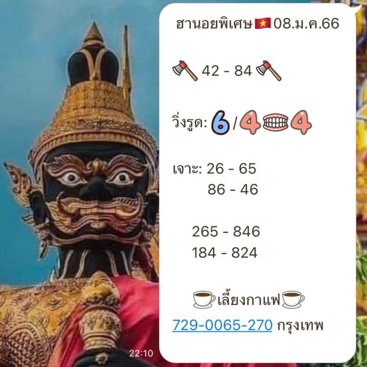 แนวทางหวยฮานอย 8/1/66 ชุดที่ 8