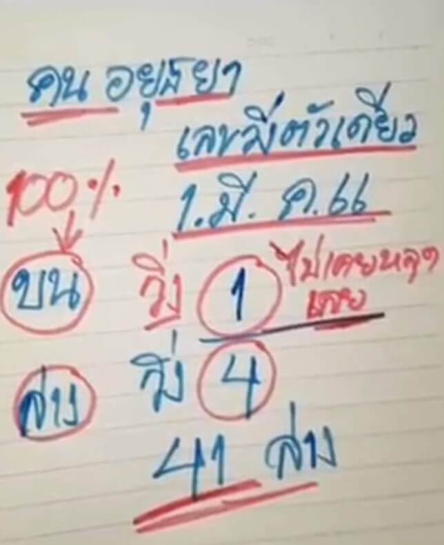 หวยคนอยุธยา 1/3/66