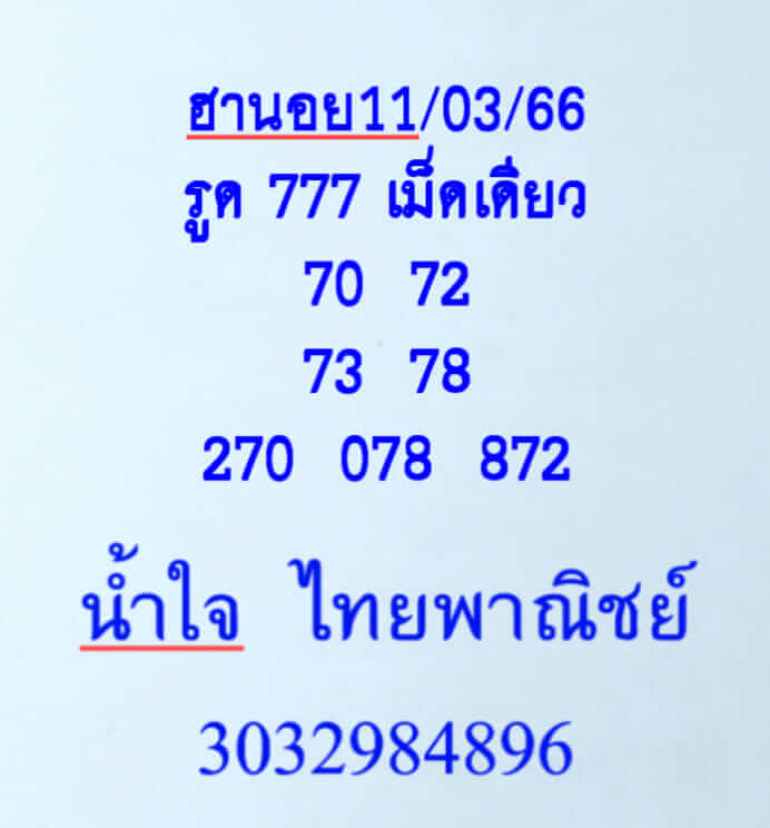 แนวทางหวยฮานอย 11/3/66 ชุดที่ 10