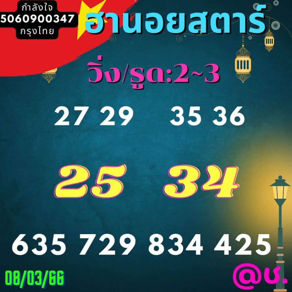แนวทางหวยฮานอย 8/3/66 ชุดที่ 9