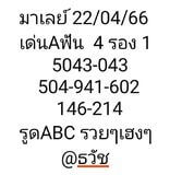 แนวทางหวยมาเลย์ 22/4/66 ชุดที่ 4