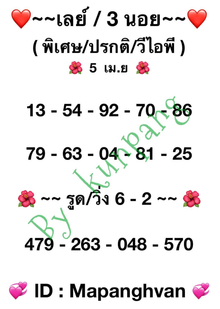 แนวทางหวยมาเลย์ 5/4/66 ชุดที่ 5