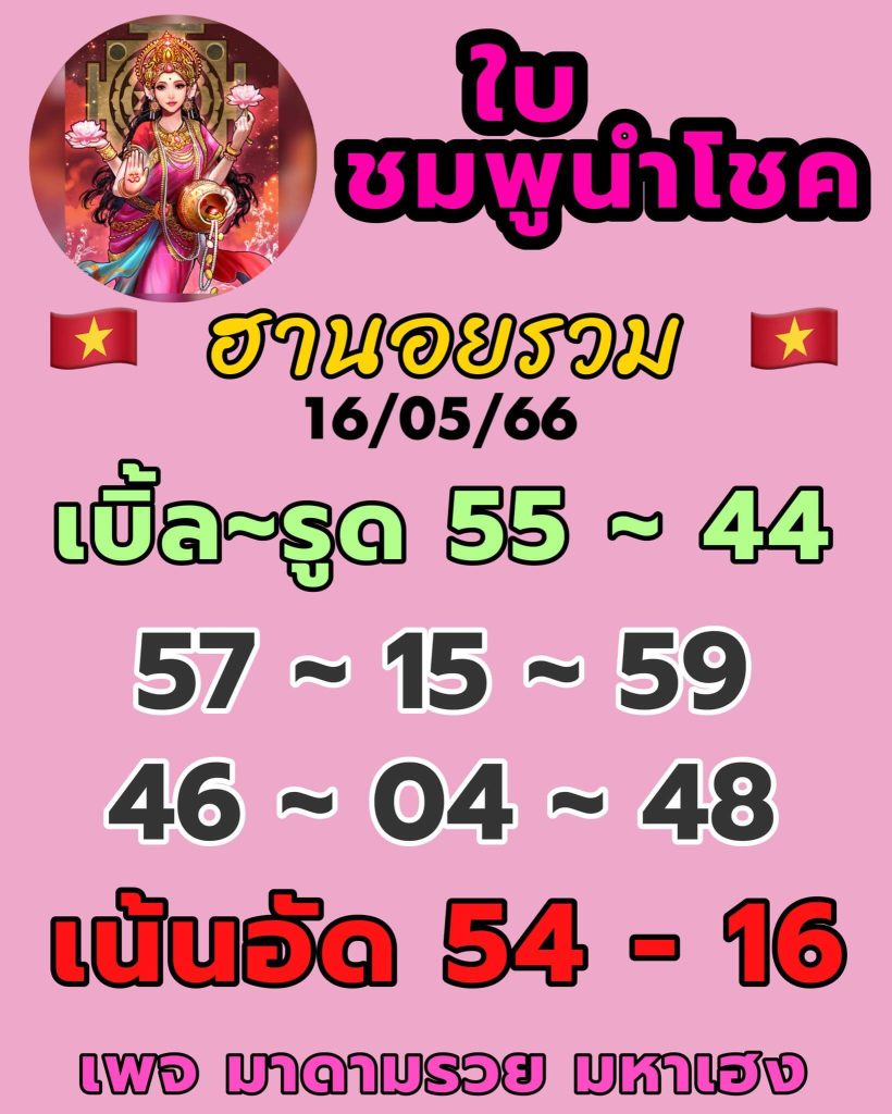 แนวทางหวยฮานอย 16/5/66 ชุดที่ 9
