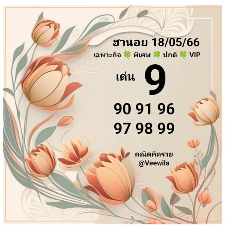 แนวทางหวยฮานอย 18/5/66 ชุดที่ 6