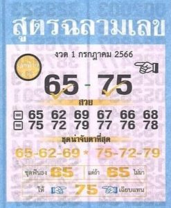 หวยสูตรฉลามเลข 1/7/66