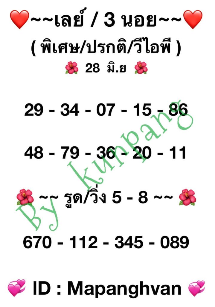 แนวทางหวยมาเลย์ 28/6/66 ชุดที่ 14