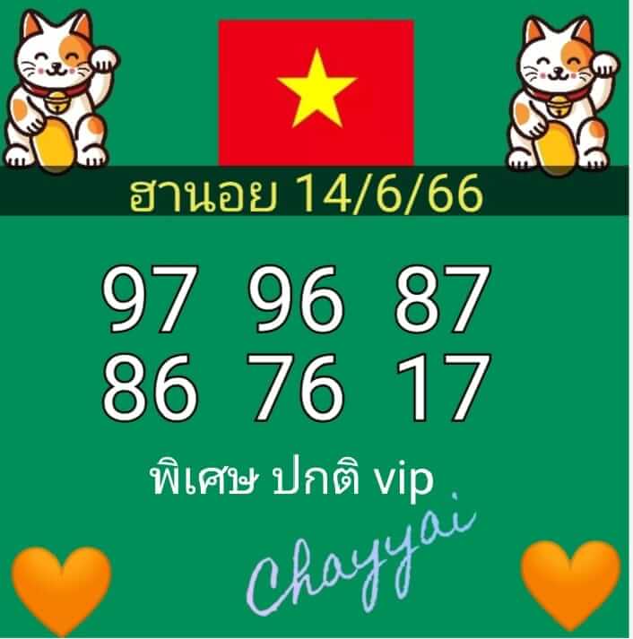 แนวทางหวยฮานอย 14/6/66 ชุดที่ 8