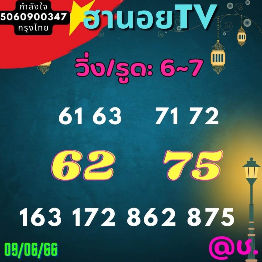 แนวทางหวยฮานอย 9/6/66 ชุดที่ 10