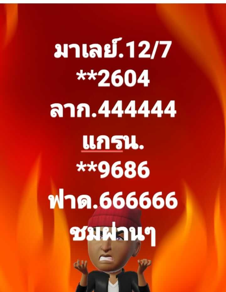 แนวทางหวยมาเลย์ 12/7/6 ชุดที่ 5