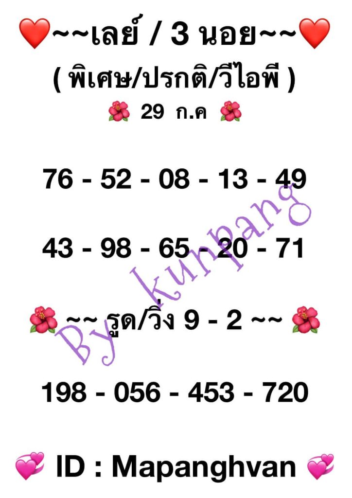 แนวทางหวยมาเลย์ 29/7/66 ชุดที่ 8