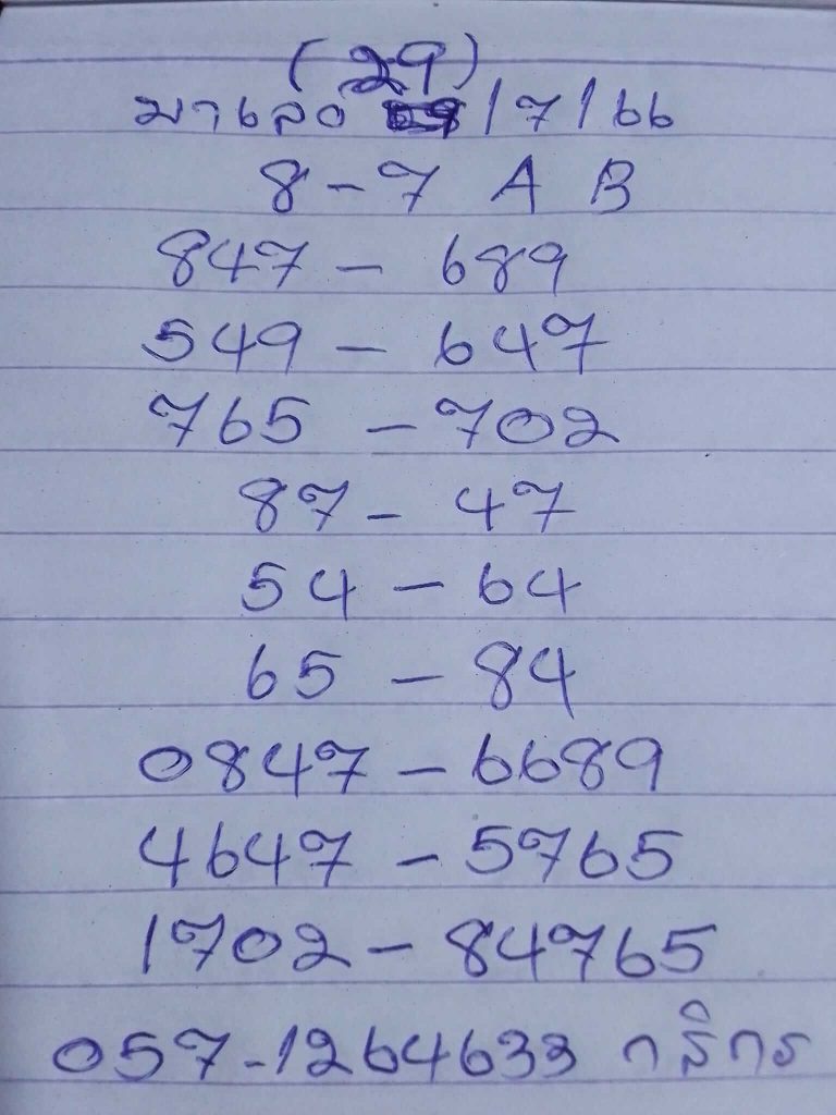 แนวทางหวยมาเลย์ 29/7/66 ชุดที่ 9