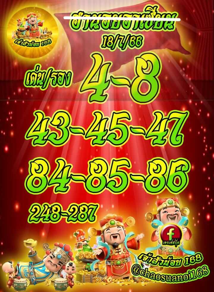 แนวทางหวยฮานอย 18/7/66 ชุดที่ 6
