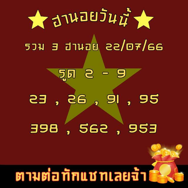 แนวทางหวยฮานอย 22/7/66 ชุดที่ 10