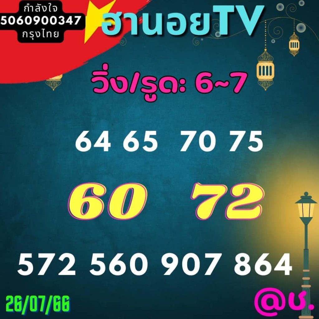 แนวทางหวยฮานอย 26/7/66 ชุดที่ 2
