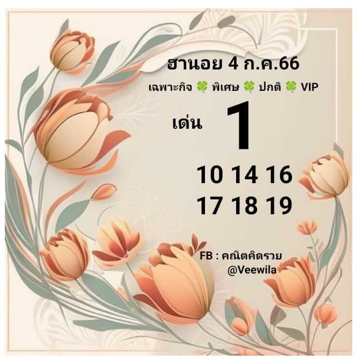 แนวทางหวยฮานอย 4/7/66 ชุดที่ 9